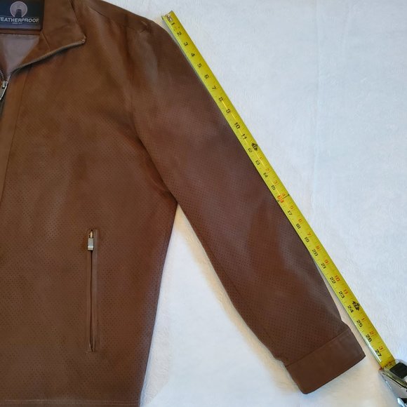 WEATHERPROOF Men's Brown Lightweight Suede Jacket, Size L - Picture 9 of 14
